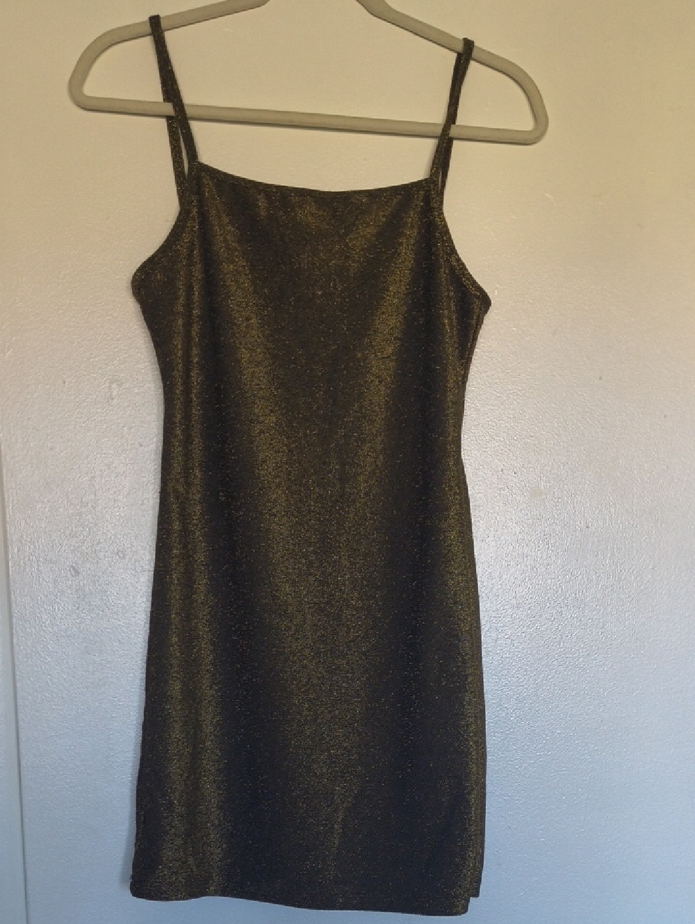 Metallic Gold Spaghetti Strap Slip Dress